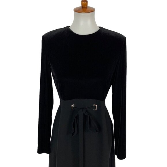 David Warren Formal Vintage Dress 6 Black Maxi Long Sleeve Retro Elegant - Picture 2 of 9